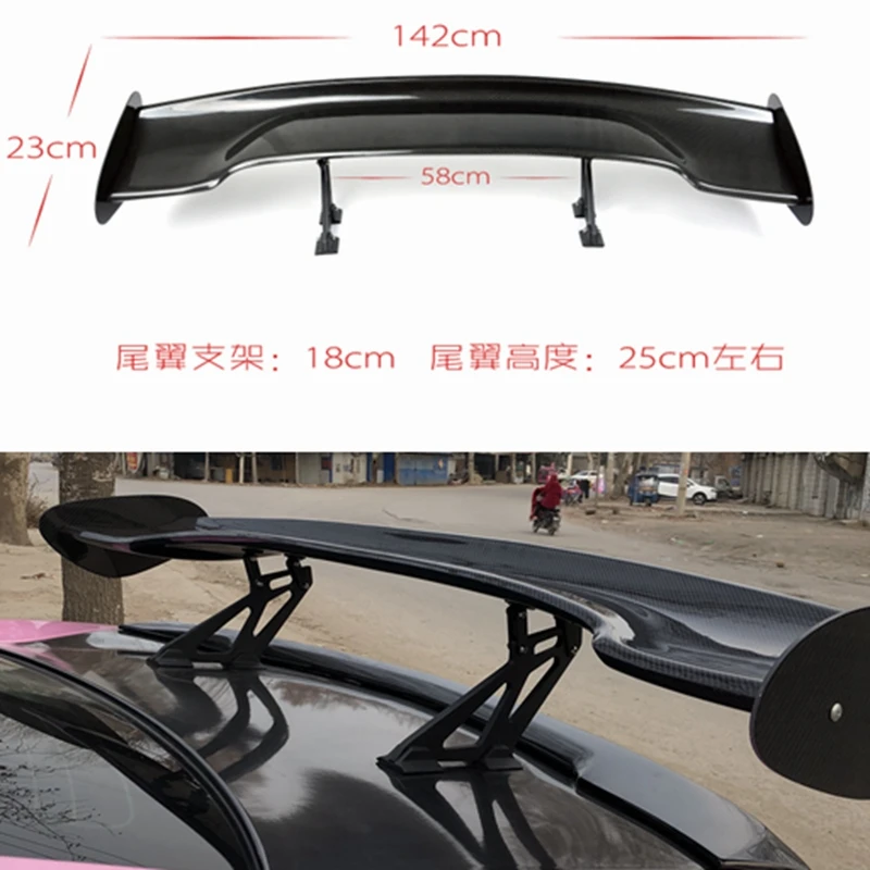 

GT style carbon fiber spoiler universal sedan spoiler for Hyundai Honda Toyota Chevrolet Nissan Mitsubishi Lancer 2014-2018