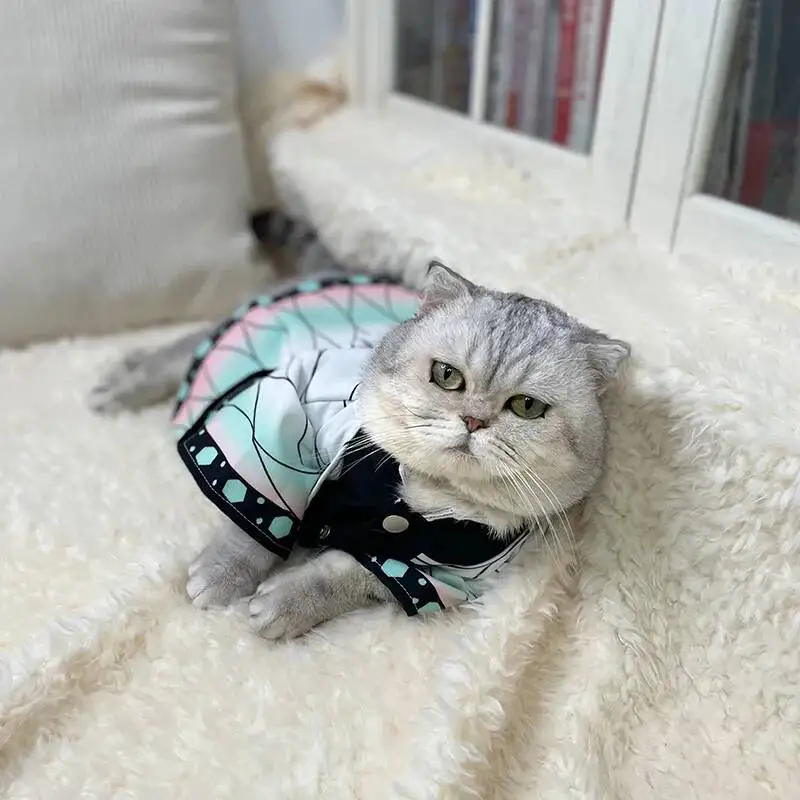Halloween Pets Cosplay Costume Pet Worm Pillar Spring Summer Cat Clothes Ninja Shinobu Cosplay Kimono Dog Shinobu Clothing