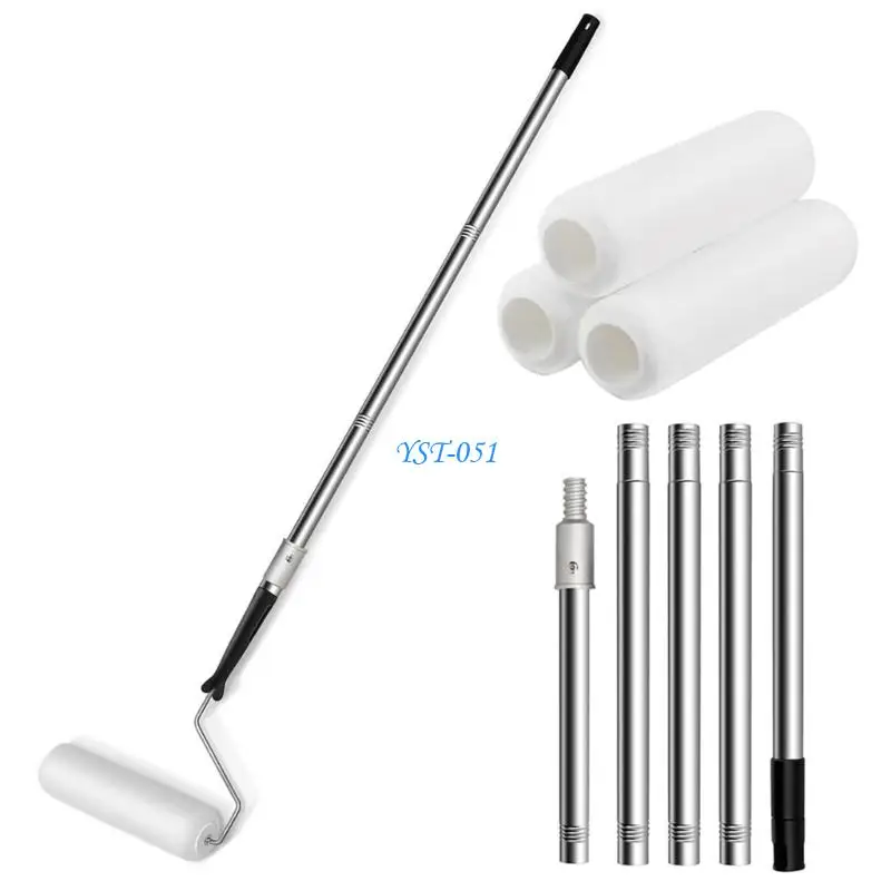 

E15A Long Household Wall Painting Tool Paint Roller Extension Poles with 3 Brush Heads
