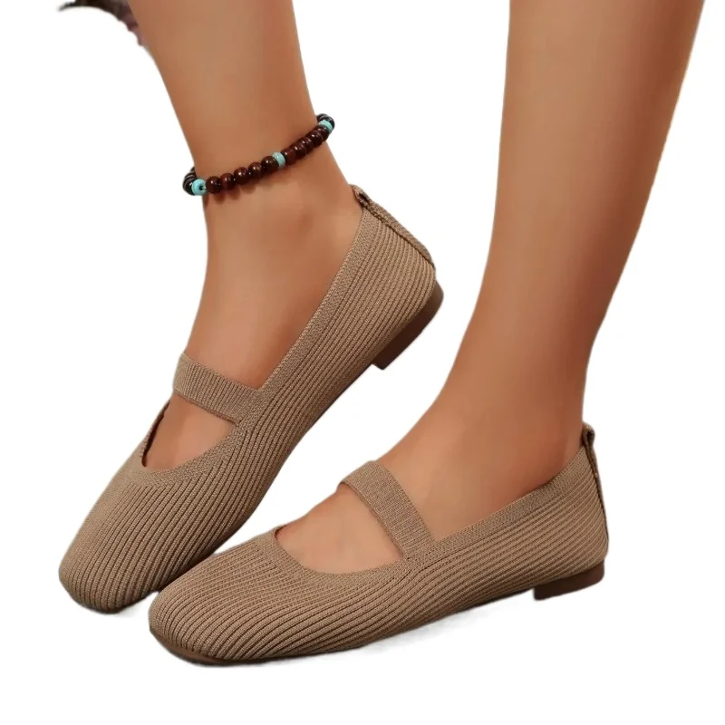 

Loafers Mary Jane Lightweight Daily Walking Sneakers Women Casual Knitted Ballet Flats Shoes 2026 Comfortable Anti-slip Strap