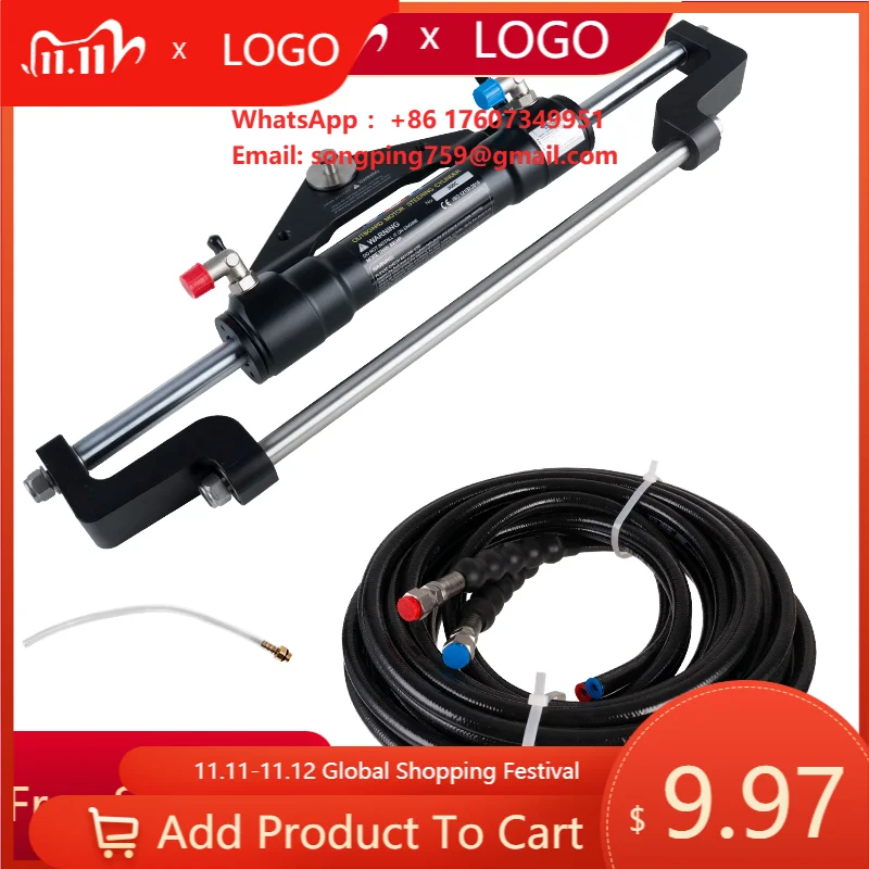 New Alloy Hydraulic Steering System for Outboard Engines 90HP/150HP/300HP | Marine Helm Pump & Cylinder Kit