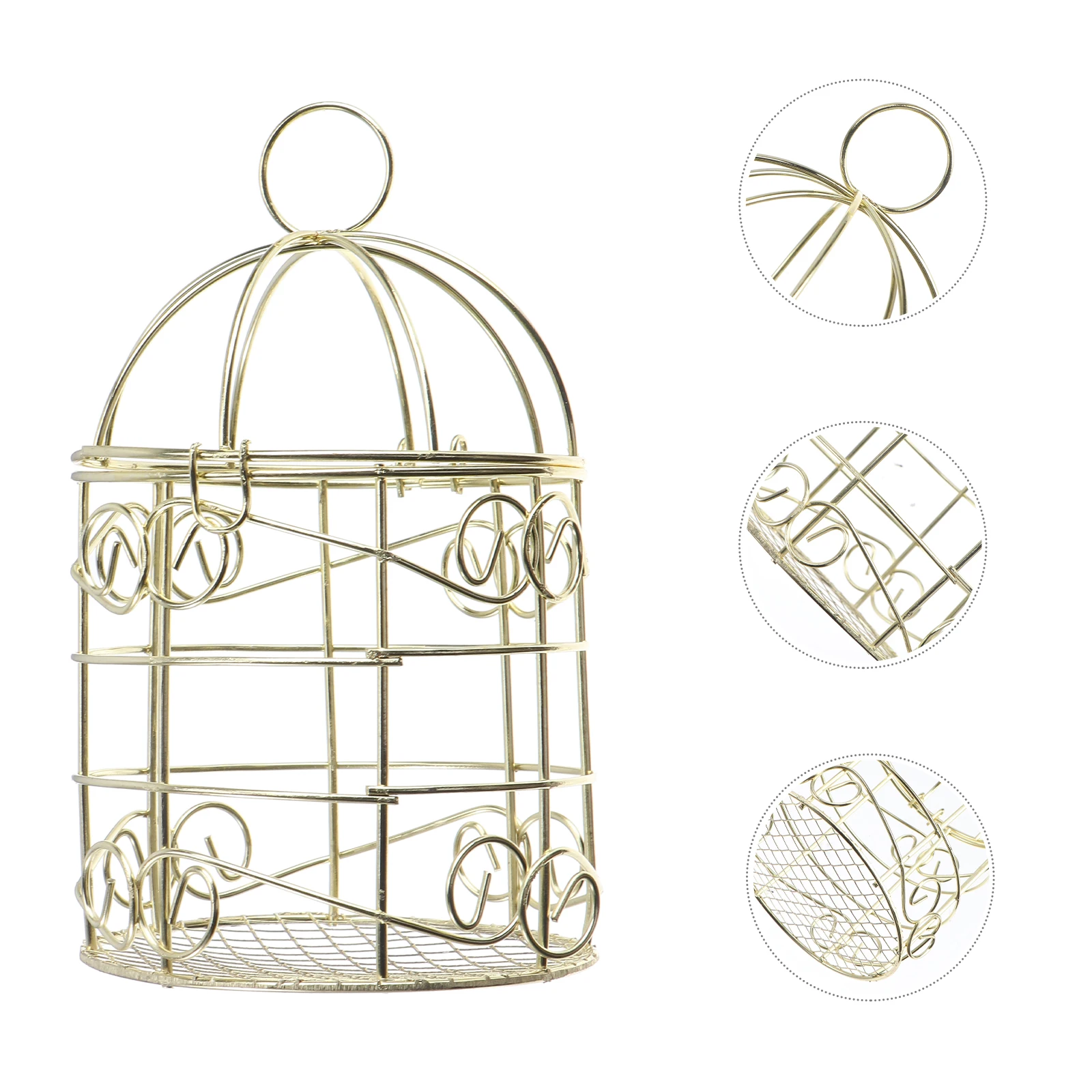 

2 Pcs Golden Bird Cage Feeder Hollow Iron Foraging Basket Metal Bird Cages Nests Pet Products Safe Environmentally Friendly