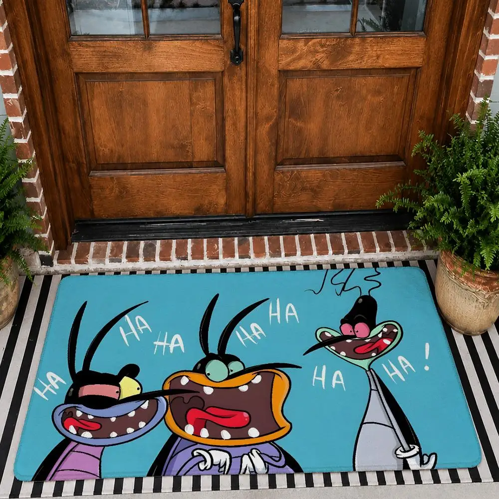 O-Oggy And The C-Cockroaches Floor Mat Flannel Rug Non Slip Absorbent Soft Washable For Entryway Hallway Bathroom Kitchen Decor