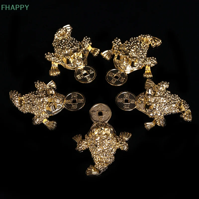 5Pcs Feng Shui Pocket Toad Frogs Fortune Keychain Charm Bag Pendant Home Decor