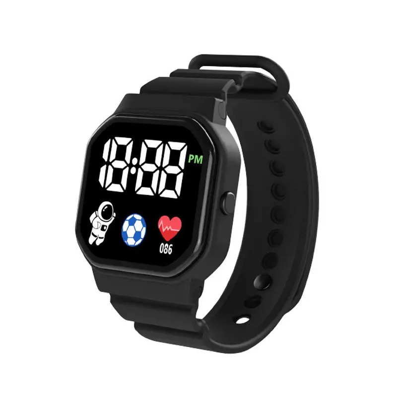 2PCS Couple\'s Watch Unisex Silicone Band LED Digital Watch Square Students Sports Watches