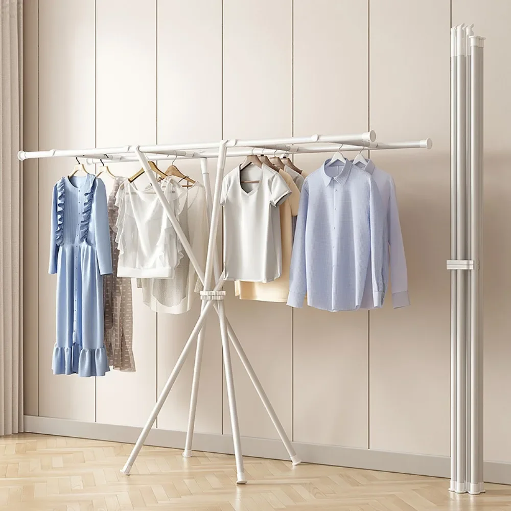 Foldable Drying Rack X-Shaped Clothes Hanger Indoor Floor-Standing Balcony For Household No Need To Install Simple Clothes Rack