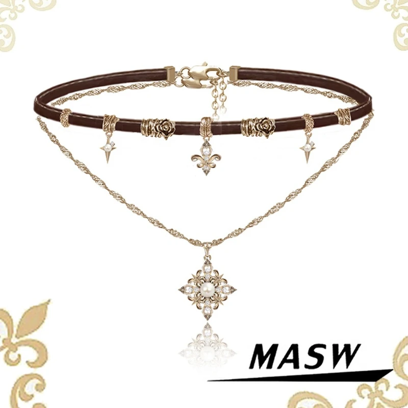 

MASW Original Design Luxury Temperament Multilayer Chain Necklace For Women 2026 Trend New Modern Jewelry Fine Accessories