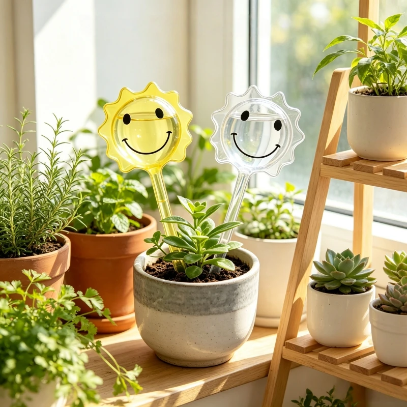 1/2Pcs Automatic Watering Device Smiley Sunflower Self Flower Water Dripper Indoor Potted Irrigation System Spike Bulbs Sphere
