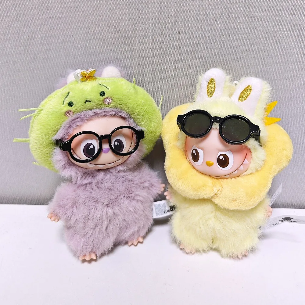 

for 10CM Mini Labubu V4 Headgear and Glasses Doll Accessories Sitting Party Changing Dress Game Christmas Birthday DIY Toys