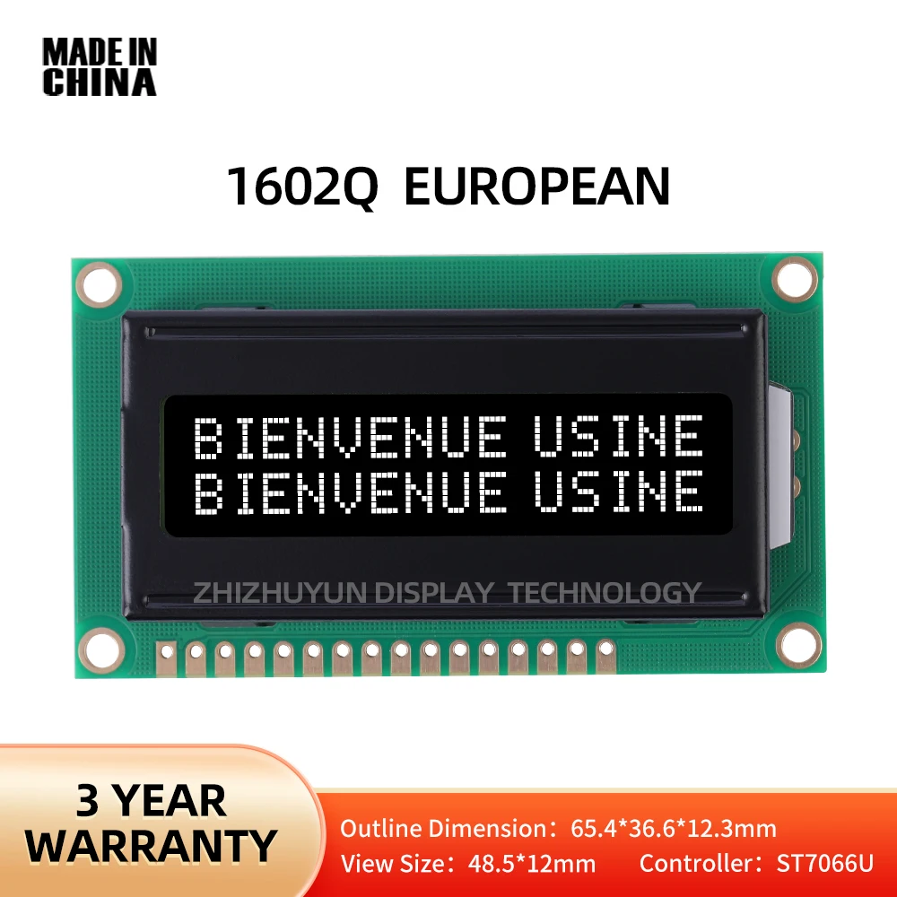 

Small Screen 1602Q European Character LCD Module BTN Black Film Arduino With LED Backlight Built-In ST7066U Controller 2X16