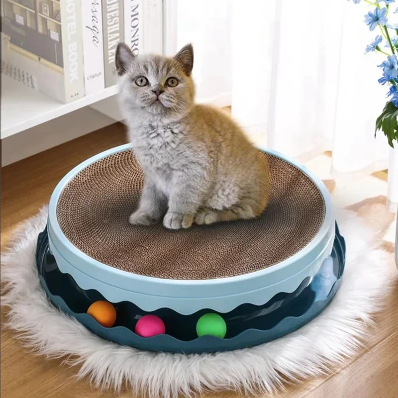 

Cat Scratcher Toy Cardboard Cat Scratcher Pad with Cat Toy Ball Interactive Durable for Indoor Cats Kitten Puppy Small Dogs