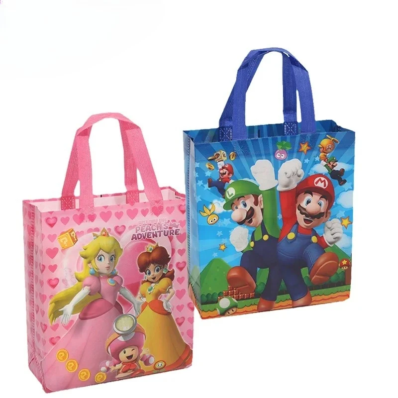 

1pcs Anime Marys Non-woven Gift Bags Waterproof Handbag Super Brother Princess Peach Classic Games Peripherals Party Supplies