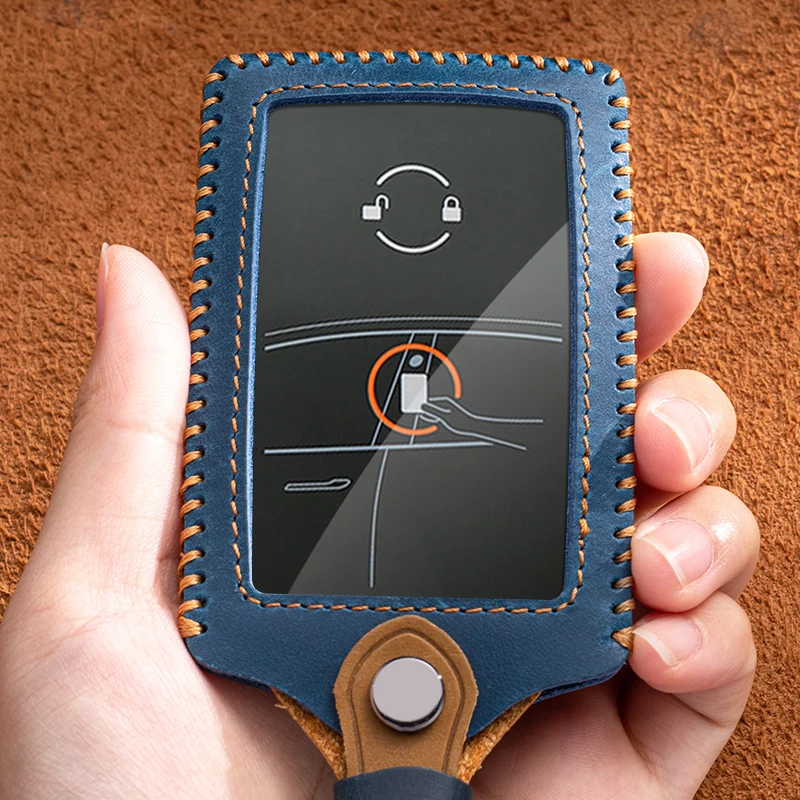 

Leather Car Remote Key Fob Case Full Cover Holder Shell For Tesla Model 3 Model Y Card Protector Keyless Keychain Accessories