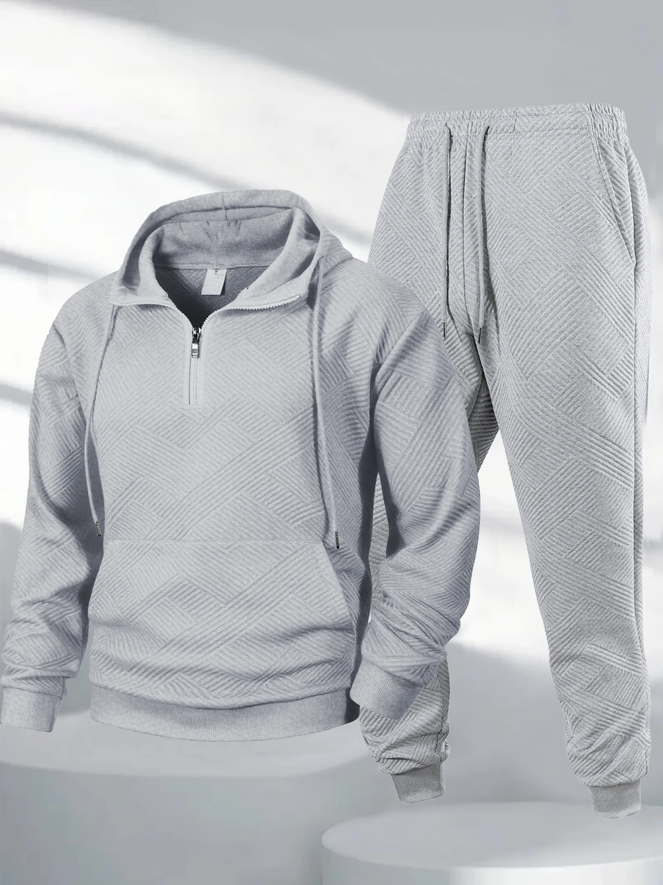 Sudadera con capucha y pantalones con cremallera de otoño para hombre, conjunto de dos piezas, ropa deportiva informal para exteriores, jersey con múltiples bolsillos, traje de pantalones