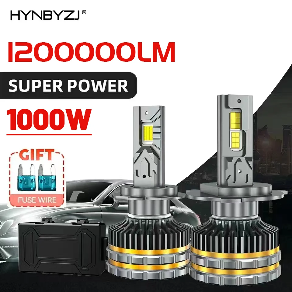 HYNBYZJ 1000W Car LED Headlight H7 LED H4 H1 H3 H8 H11 HB3 HB4 9005 9006 9012 9007  9008 1200000LM Auto LED Lamp