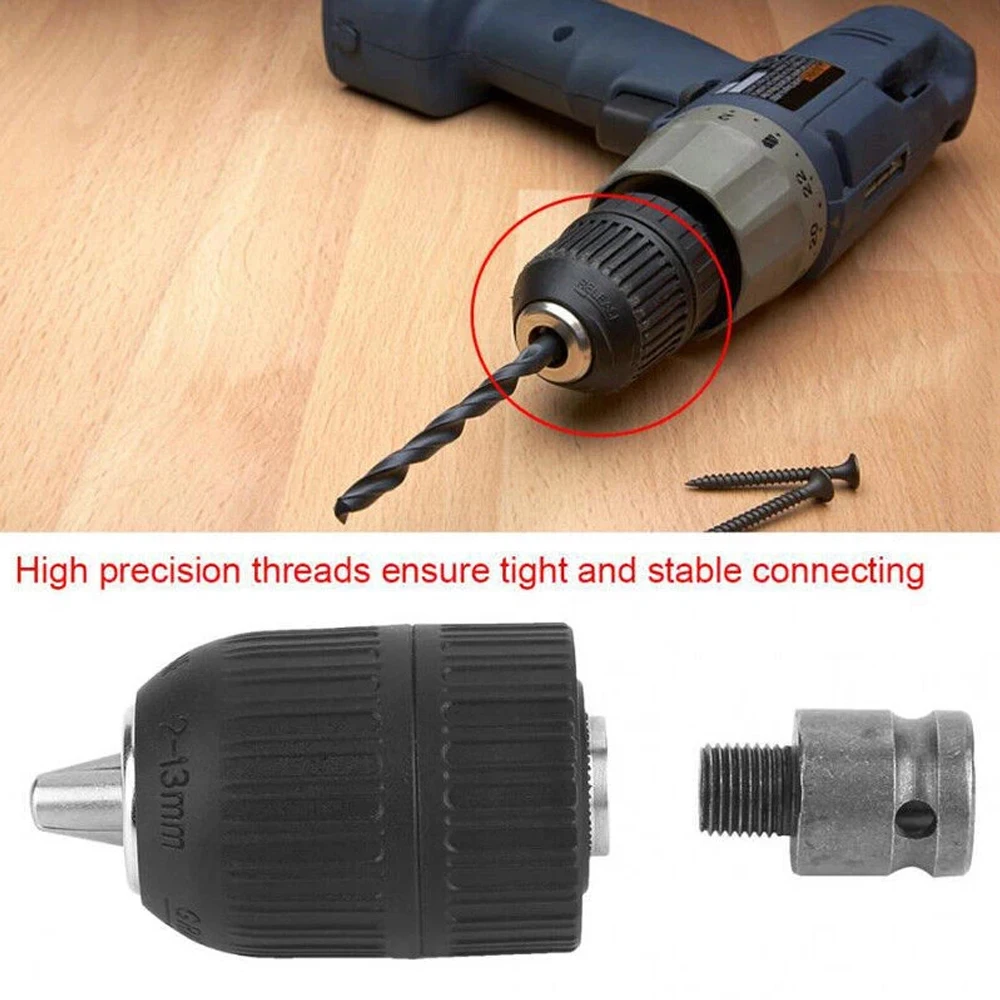 2-13mm Keyless Drill Chuck SDS Plus Adaptor Socket Hex Square Converter Tool 1/4