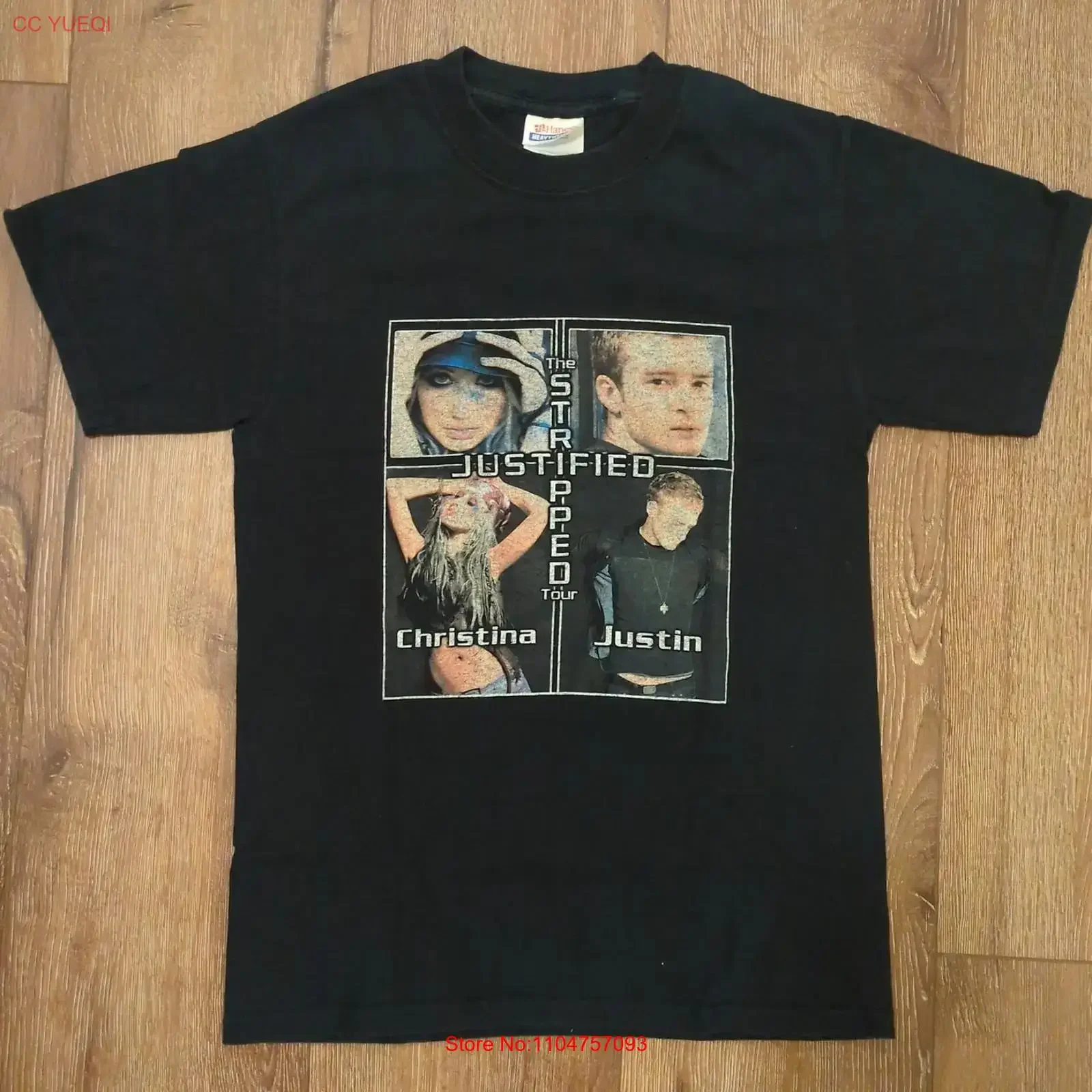 VTG Justin Timberlake Christina Aguilera Adult Small T Shirt Justified Tour Y2K vintage Washed Versatile streetwear homme