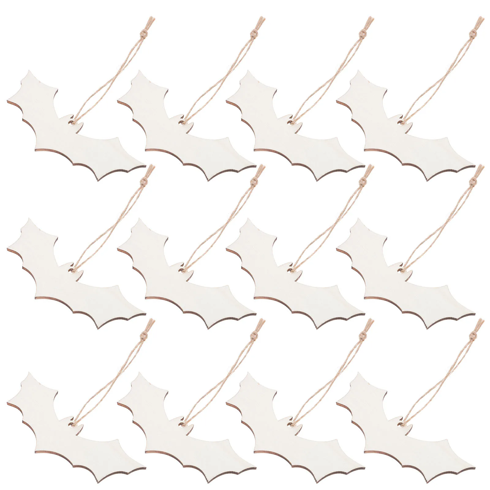 

50pcs Halloween Decoration Hanging Ornaments Unfinished Wood Bat Crafts Diy Painting Family Fun Haunted House Party Decor Beige