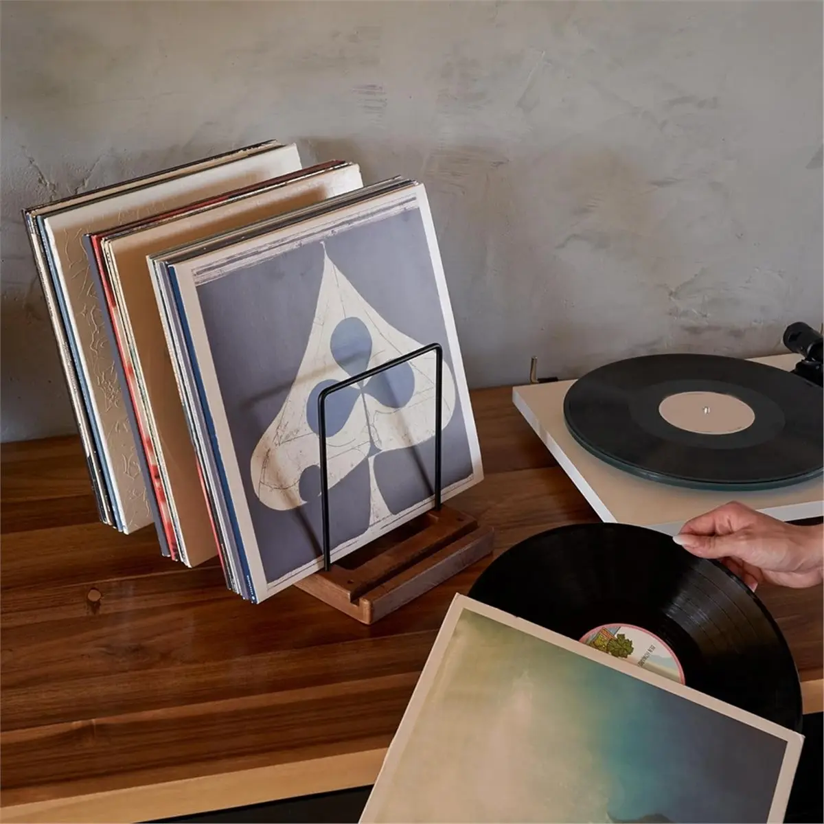 NEW Decorative Vinyl Record Storage for Up to 75 Single Records,Sturdy LP Holder Stand Organizes All Your Favorite Classic
