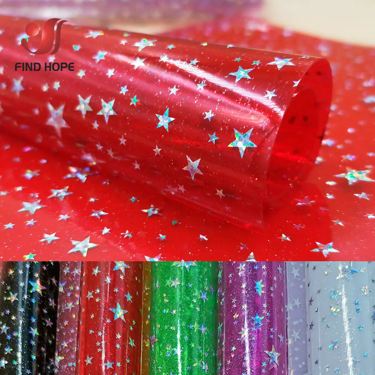 A4(20x30cm) Transparent PVC Vinyl Star Leather Fabric Laser Holographic Iridescent Shiny DIY Handmade Bow Earring Craft Material