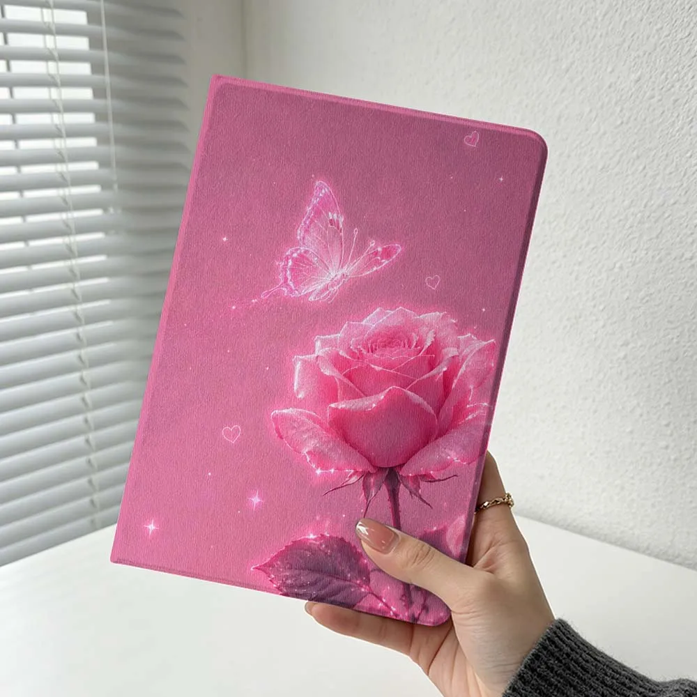 Pink Rose Butterfly Cover For Xiaomi Redmi Mi Pad 8 7 6 5 4 2 SE K Pro Max Ultra Poco Pad Soft Inch Tablet Case