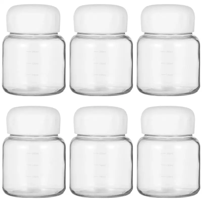 6Pcs Glass Water Bottles 10oz Glass Water Bottles Small Leakproof Juice Bottles Cute Drinking Jars For Milk Tea Beverages Serve