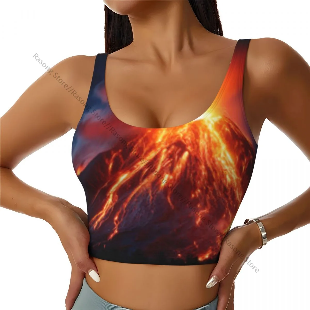 Yoga Vest Women Gym Sports Crop Tops Volcanic Eruption Creates Stunning Spectacle Of Lava Ash Streetwear Workout Tank Top Female