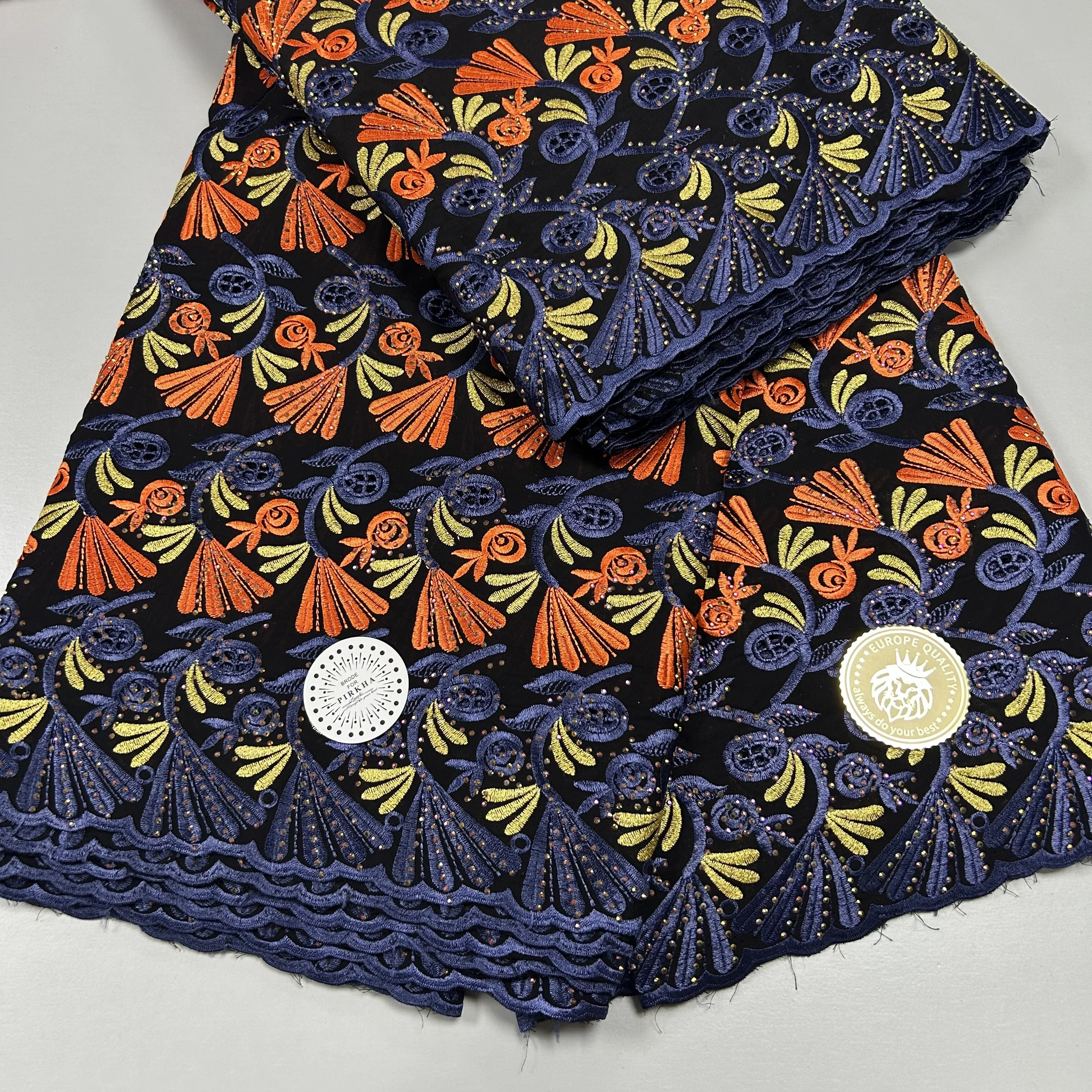 

African 100% Cotton Lace Fabric 2024 High Quality 5 Yard Polish Swiss Voile Lace In Switzerland Embroidered Fabric For Women Men