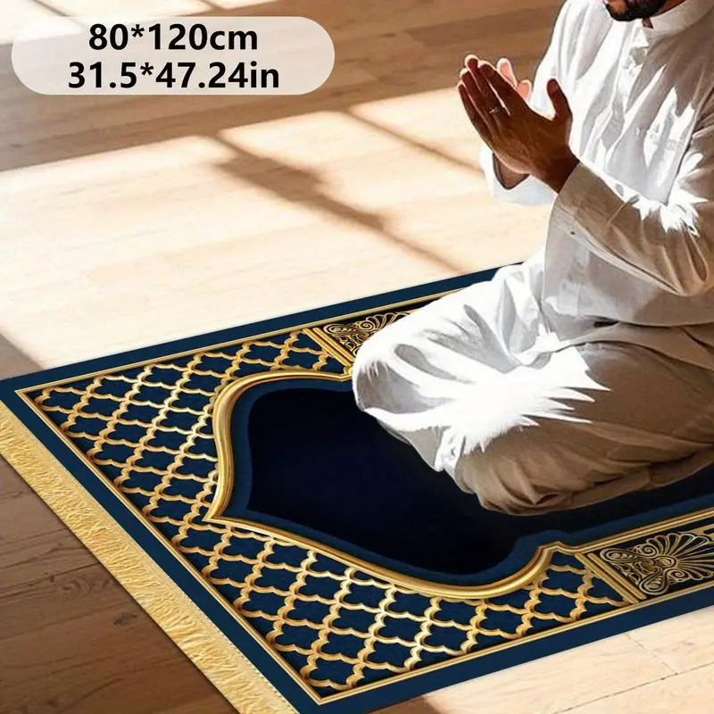 VIKAMA Tibetan Blue Gilded Geometric Arches Mosque Arches Worship Carpet Wear resistant Portable Home Worship Mosque Pilgrimage view 3