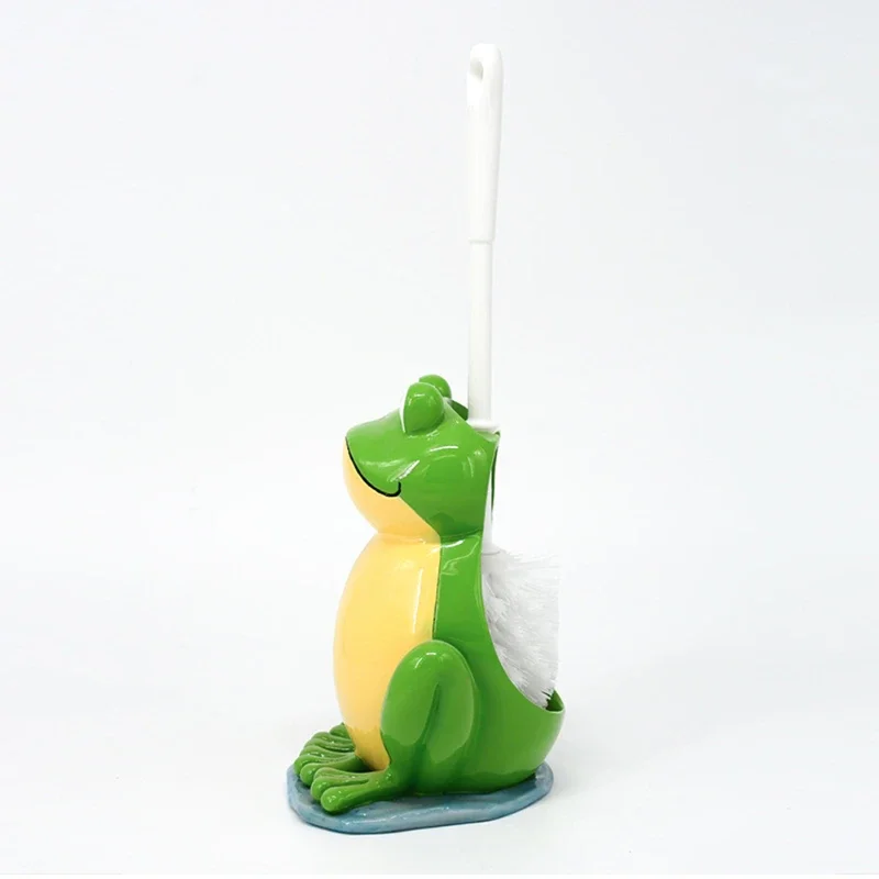 Frog Base Toilet Brush Cute Cartoon Cleaning Brush Holder Resin WC Accessories Creativity Bathroom Fixtures Ground Brush Set