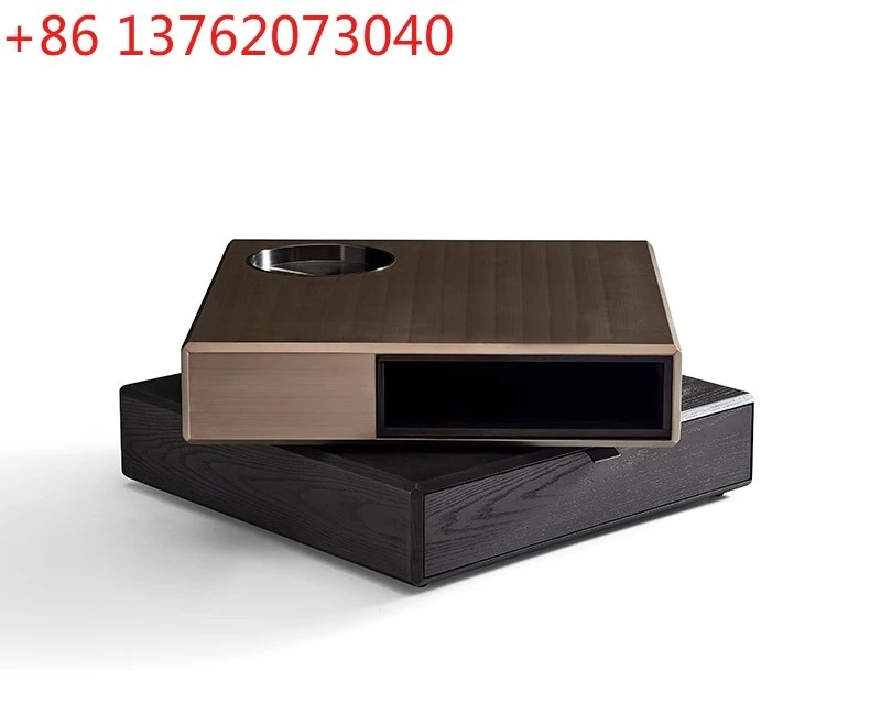 Modern simple coffee table small apartment light luxury rotating storage square coffee table