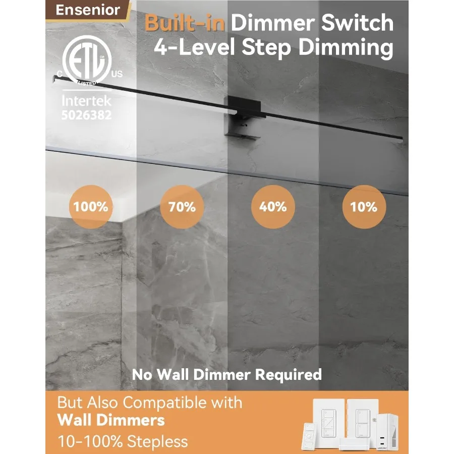 48 Modern Bathroom Vanity Lights, Built-in Dimmer, 5CCT