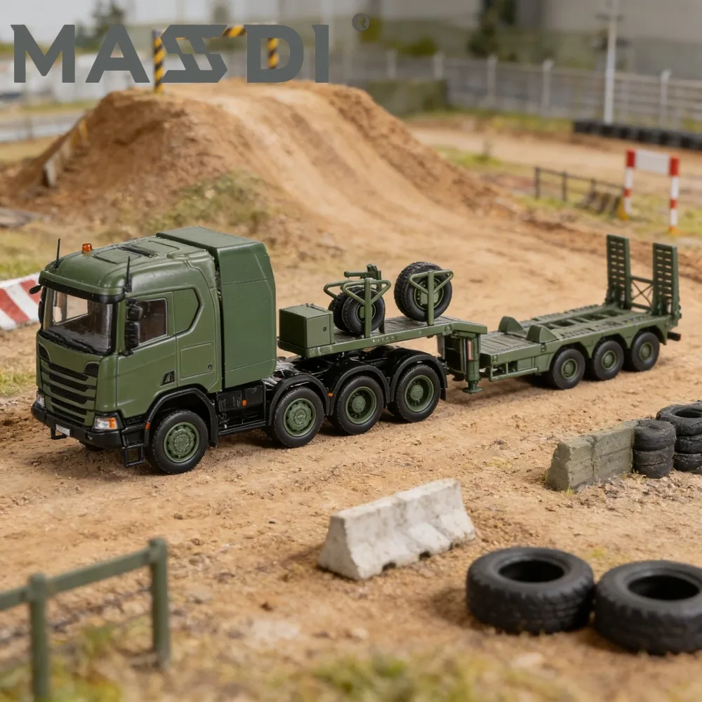 

Модель автомобиля из сплава MASSDI Scania с головкой прицепа и сцепной пластиной, голова и кузов может быть разделена, небольшие аксессуары можно удалить в подарок