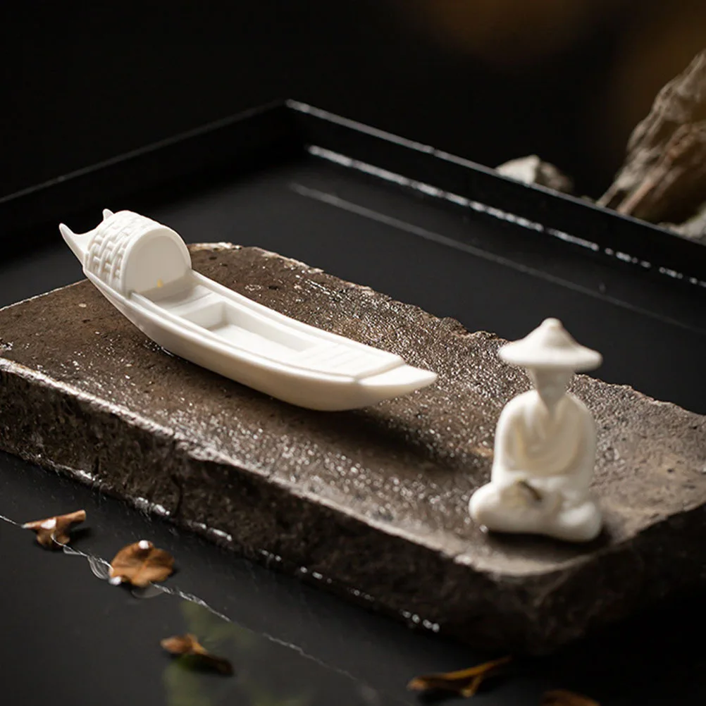 

1Pcs Ancient Fishing Boat Artware Ornament for Modern Home Office Bonsai Aquarium Micro Landscape Desktop Decoration