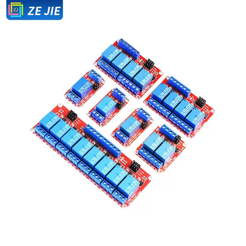 1/2/4/8‑Channel Relay Module, Optocoupler Isolation, 3.3V/5V/12V/24V, 1‑4‑8‑Channel, High‑Low Level Trigger