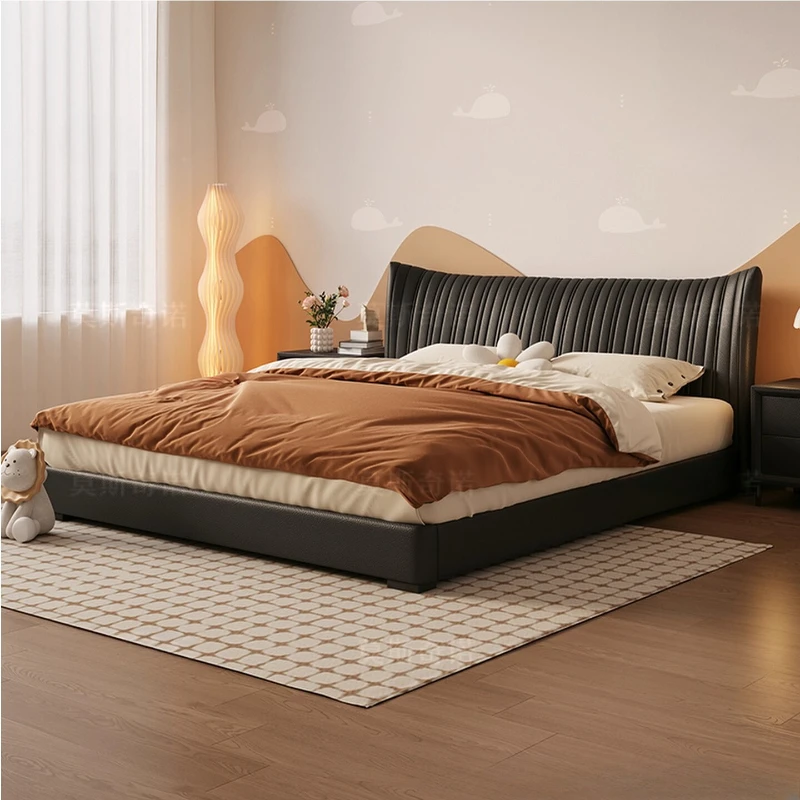 #for 180x200cm French cream wind leather bed bedroom high-end atmospheric wedding bed small apartment translational storage