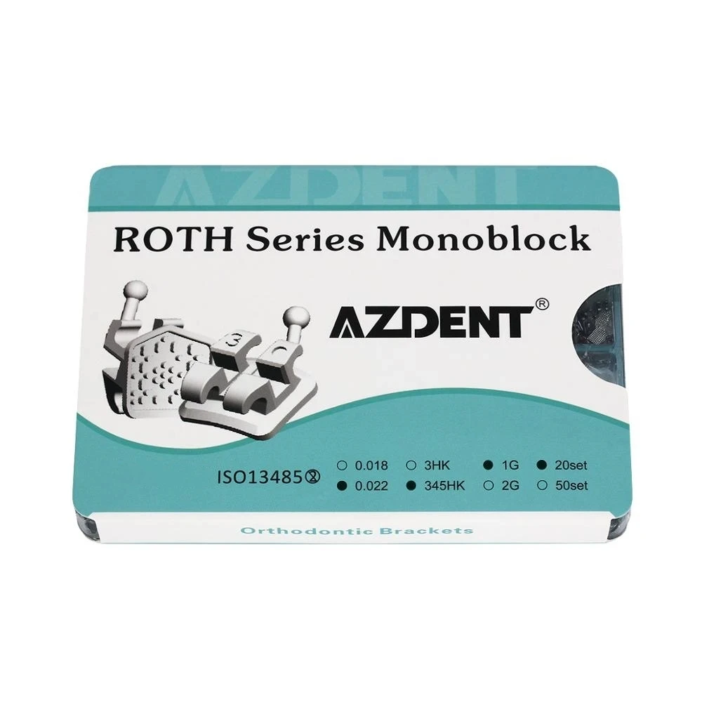 400 teile/schachtel AZDENT Dental Halterung Kieferorthopädische Zahnspangen MIM Monoblock Mini Roth 0,022/0,018 Haken 3 4 5 Zahnmedizin – Detail 1