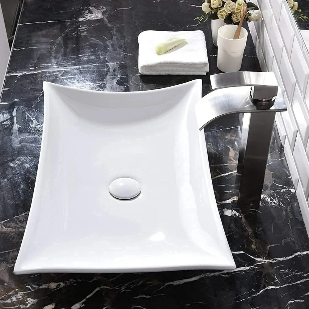 Large Bathroom Sink Countertop Bowl Modern Style Ceramic Countertop Bathroom Container Sink Washroom Dresser Furniture Fixture