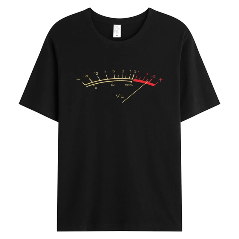 

Retro Vu Meter Hi-Fi Vintage Stereo Music Lover Gift Men's Cotton T-shirt Graphic Weekend Top Tees Man Clothes Casual Fit