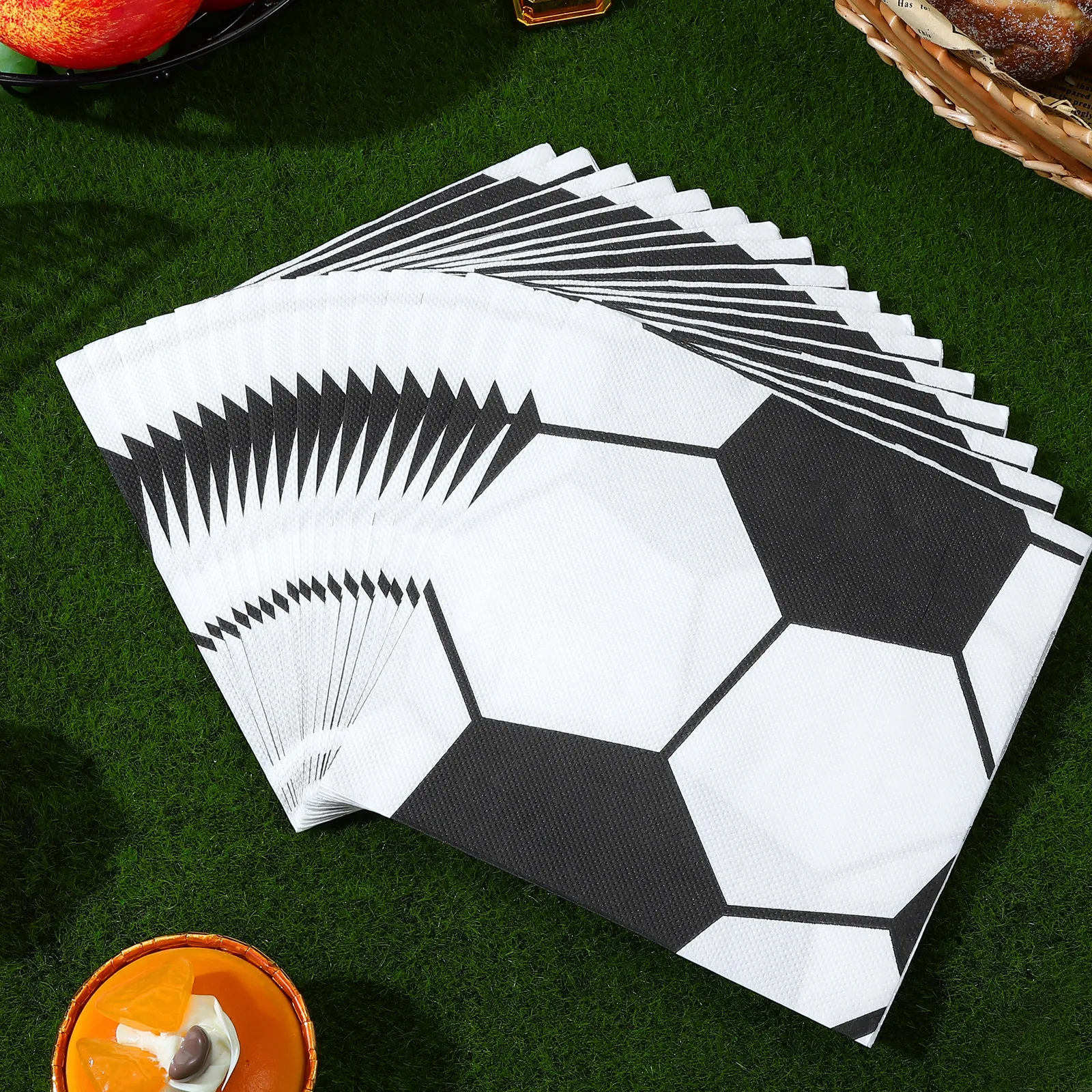 100 Pcs Sports Birthday Decorations Soccer Party Favors Napkin Football Napkins