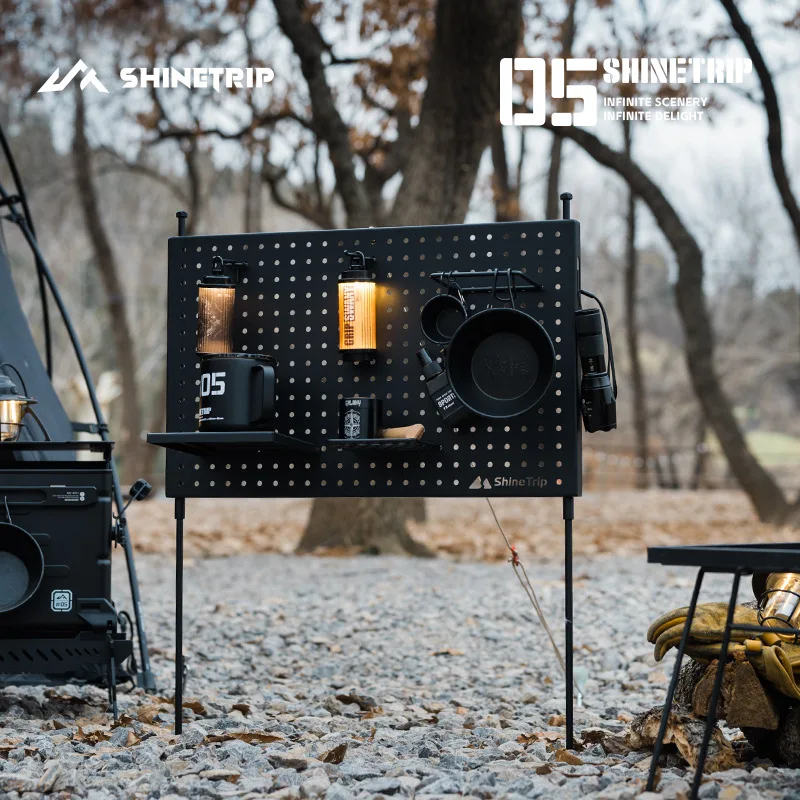 Outdoor hole board camping portable ultra-light storage multi-function storage board standing storage rack