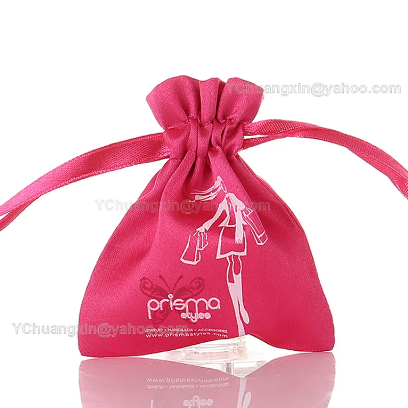 custom.China Custom Pink Wedding Jewelry Dust Removal Satin Pouches with Screen Printed Packaging