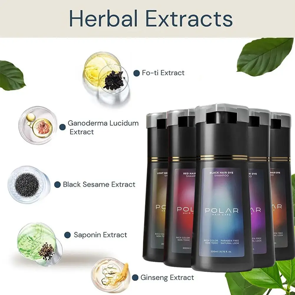 2026 Hair Dye Shampoo For Gray Hair For Women Men Natural Hair Dye Kit Semi Permanent Hair Dye Shampoo Black Brown Purple 200ml