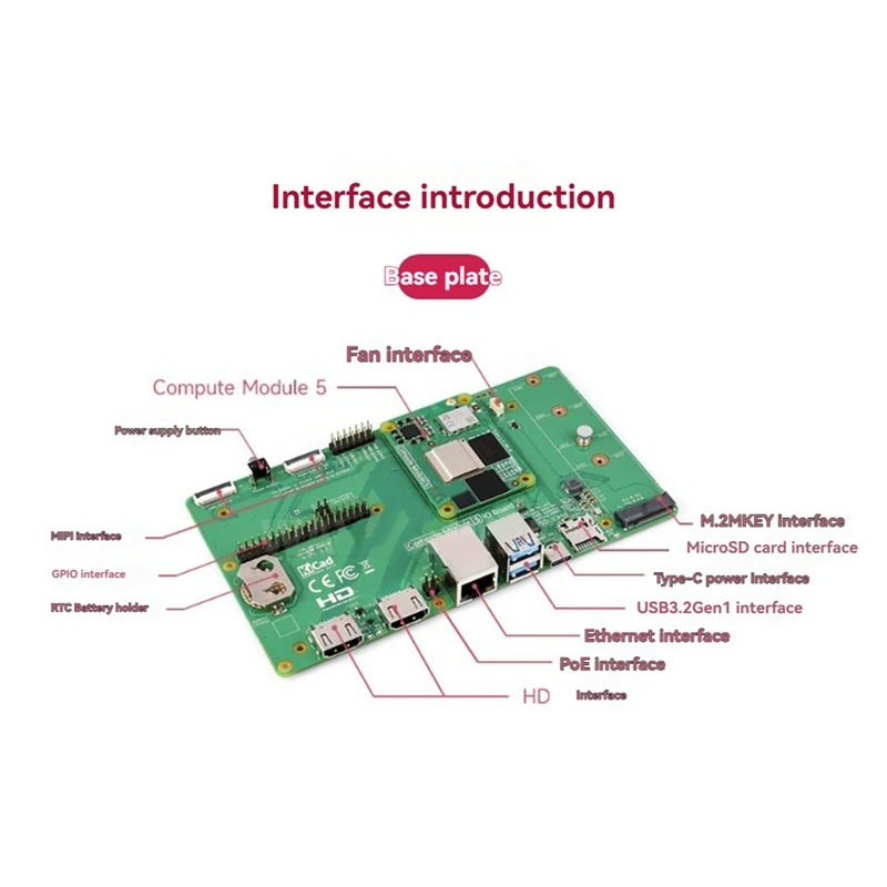 A53M nuevo para módulo de cómputo Raspberry PI 5 IO Board CM5IO M.2 M Key Pcie Socket con interfaces ricas para placa central CM5