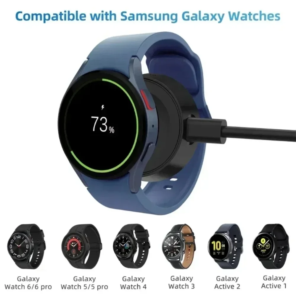 Mini Watch Wireless Charger Type C Cable Keychain Pad for Samsung Galaxy Watch 7 6 5 Classic Pro 4 3 Active 2 Fast Charging Dock