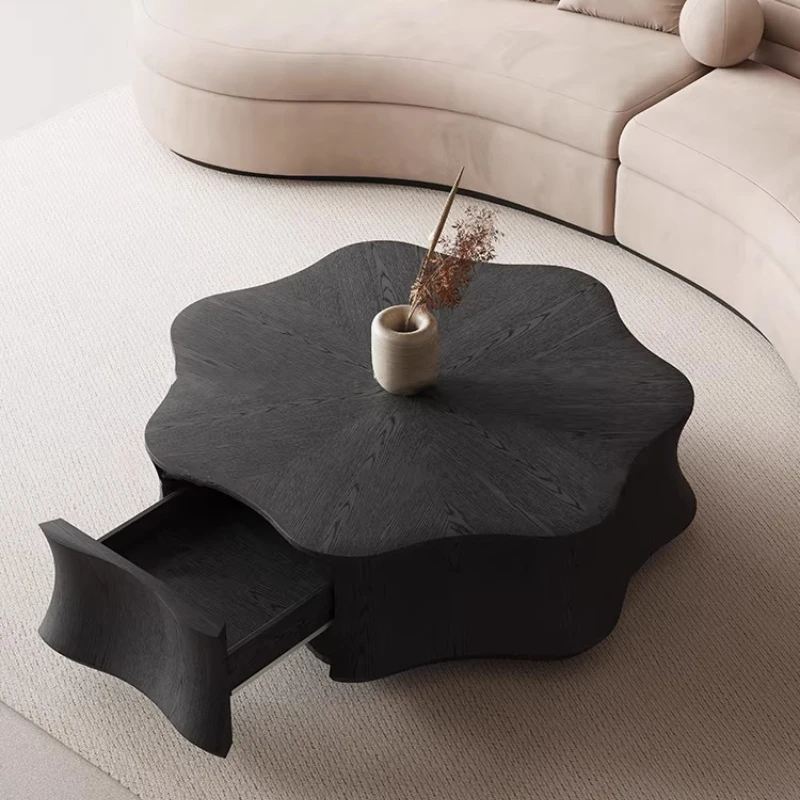 

Italian minimalist coffee table living room solid wood water lily petals special-shaped medieval style modern minimalist