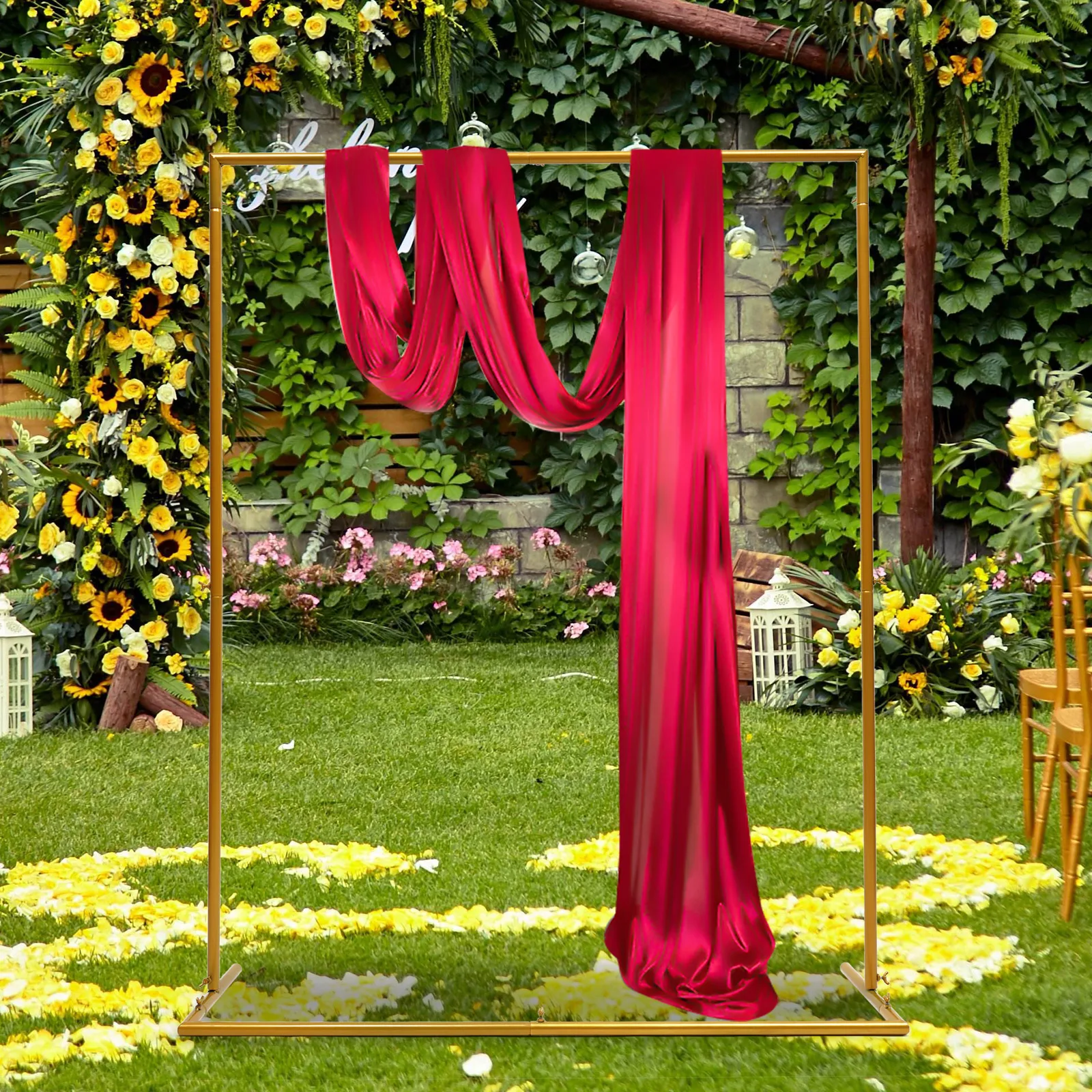 

Wedding Arch Metal Backdrop Stand Balloon Flower Stand For Wedding Garden Decoration Gold 47.24x13.7x59.05inch