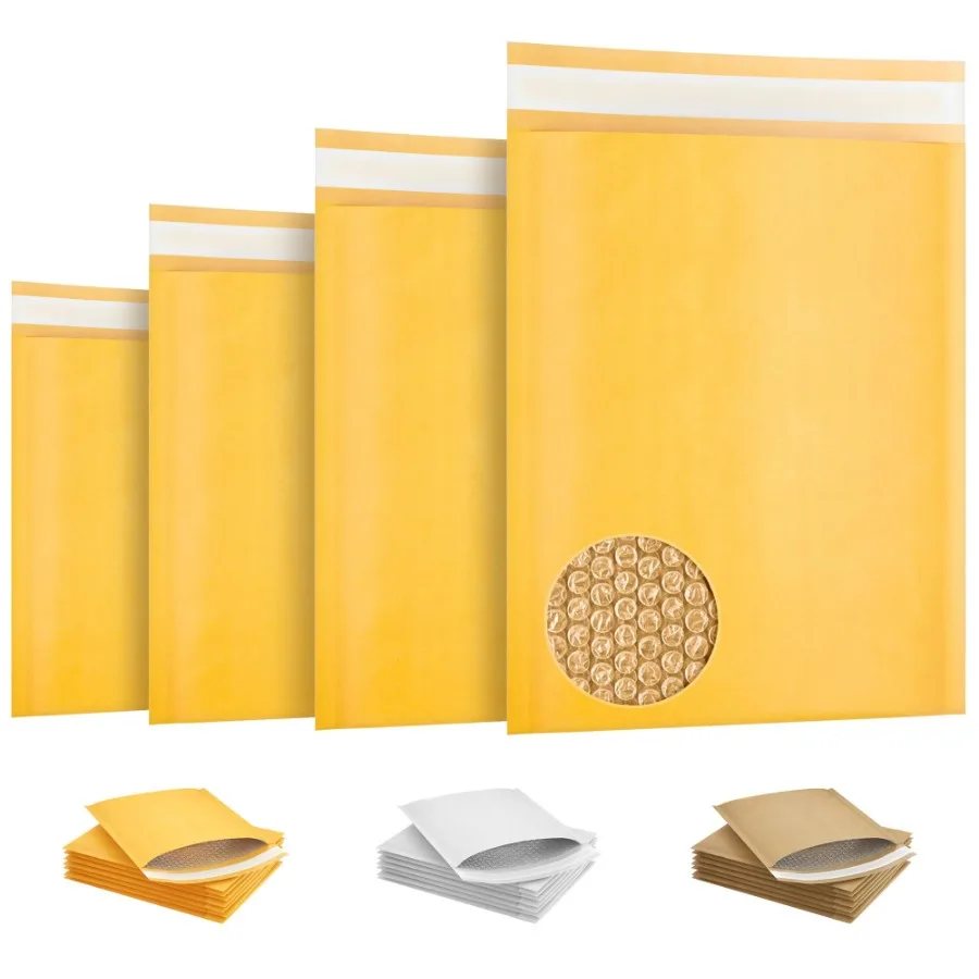 

Yellow Kraft Bubble Mailer Envelopes 7.25 x 7 Inches. 10 Pack Mail Padded Envelopes Self Seal. Waterproof Kraft Bubble Mailers.