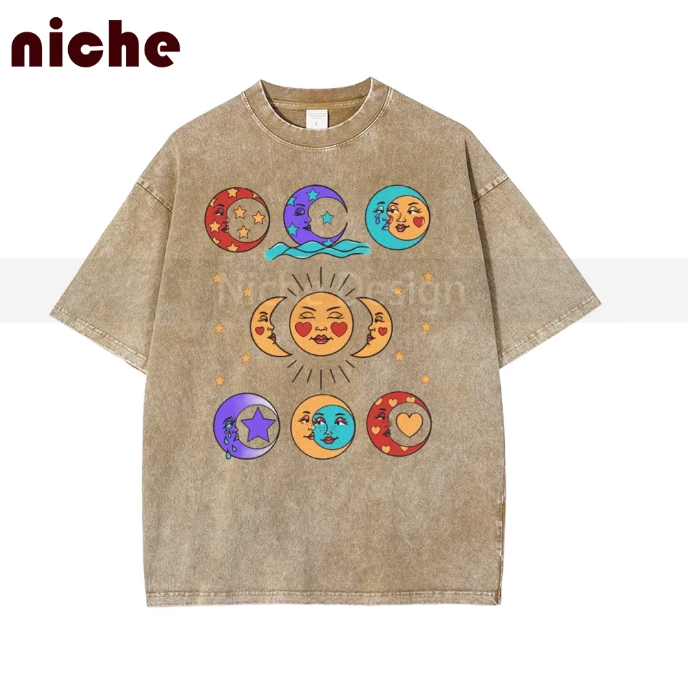 

Soft Ladies T-Shirt Cartoon Funny Sun Face Print Birthday Gift High Quality New Short Sleeve Daily Casual Wear T-Shirt
