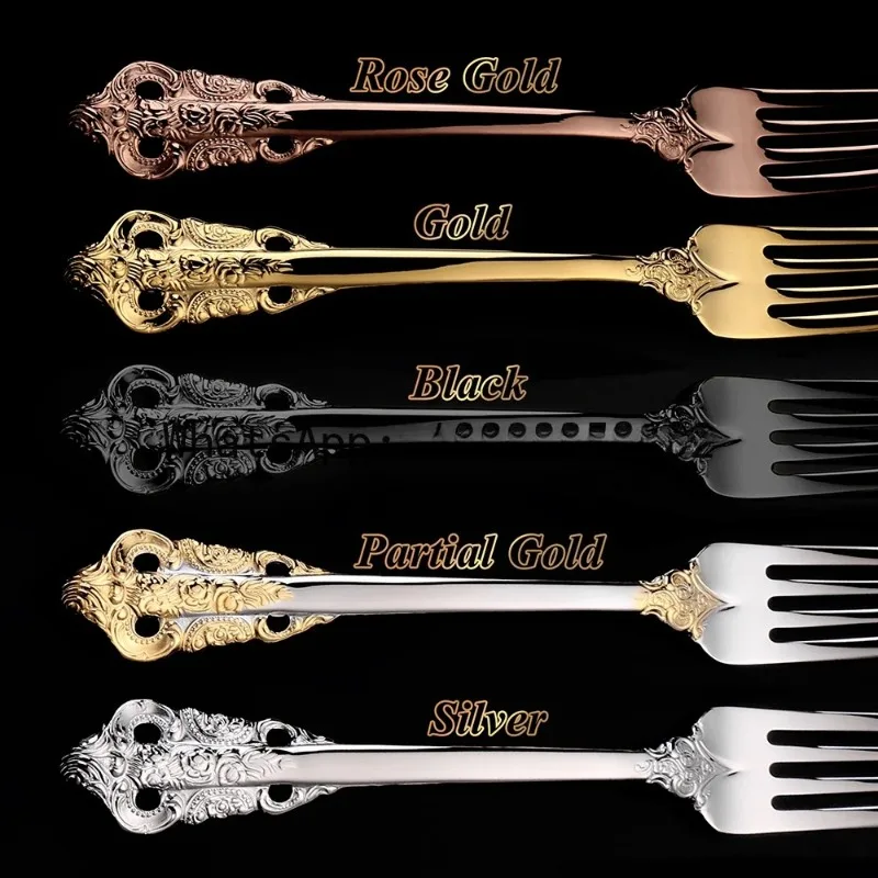 Silverware Rose Gold Metal Cutlery Stainless Steel Black Home Wedding Hotel Cutlery Set